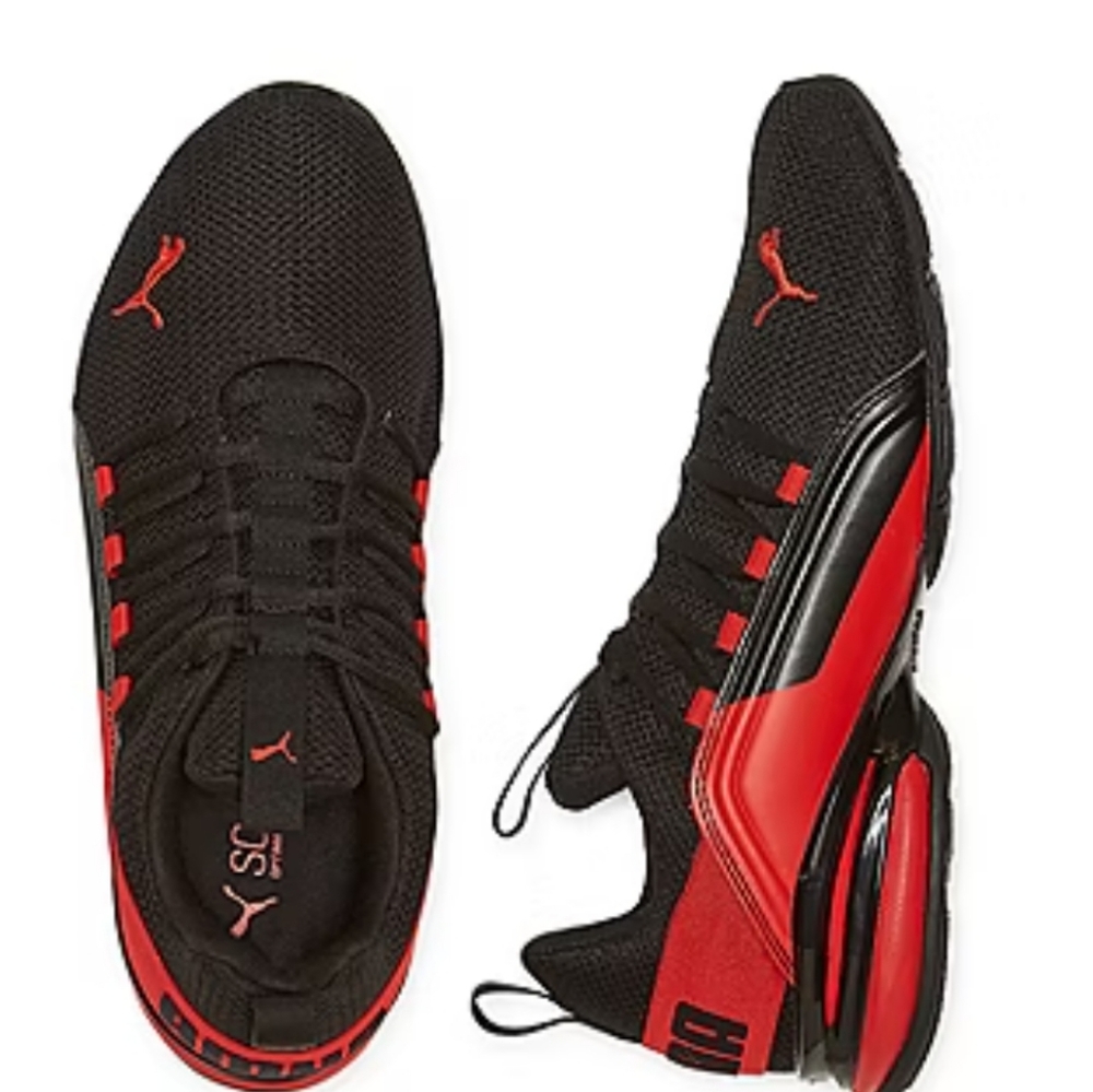 Red & Bkack PUMA Axelion Boys/Mens Training Shoes Size 5